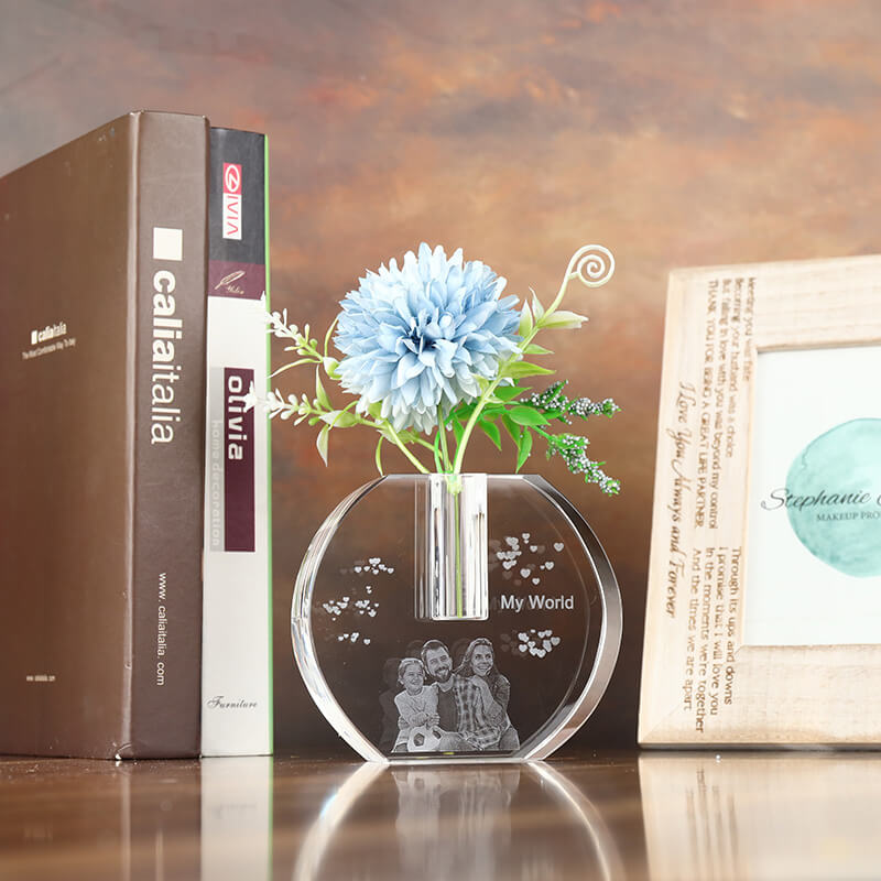Vase en cristal photo personnalisé