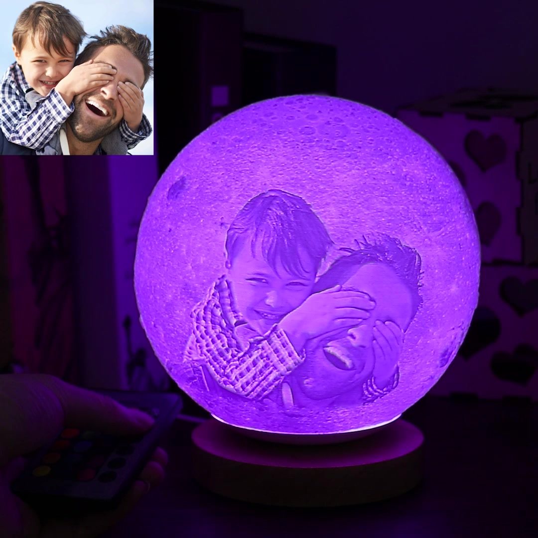 Personnalisez Photo 3D Lune Table Lampe Avec Télécommande