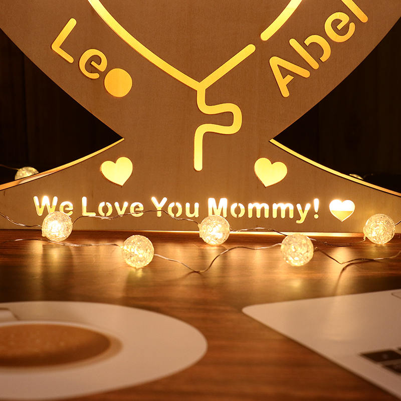 Lampe d'amour en bois sur mesure