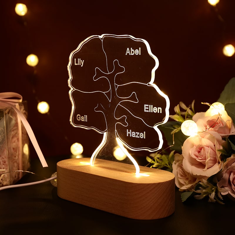 Lampe acrylique arbre puzzle personnalisé