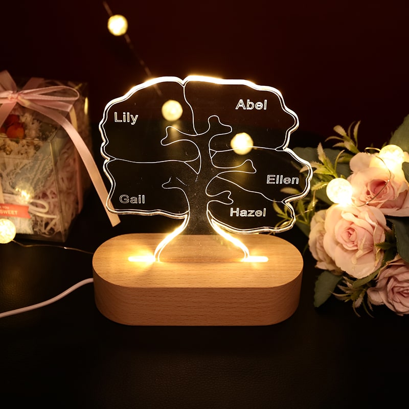 Lampe acrylique arbre puzzle personnalisé