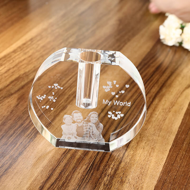 Vase en cristal photo personnalisé