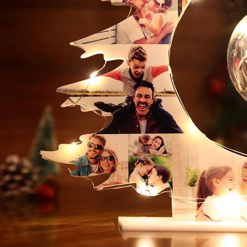 Veilleuse avec collage de photos d'arbre de Noël personnalisé