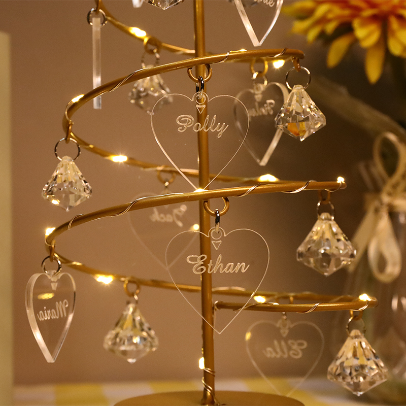 Nom personnalisé des lumières d'arbre de cristal de Noël