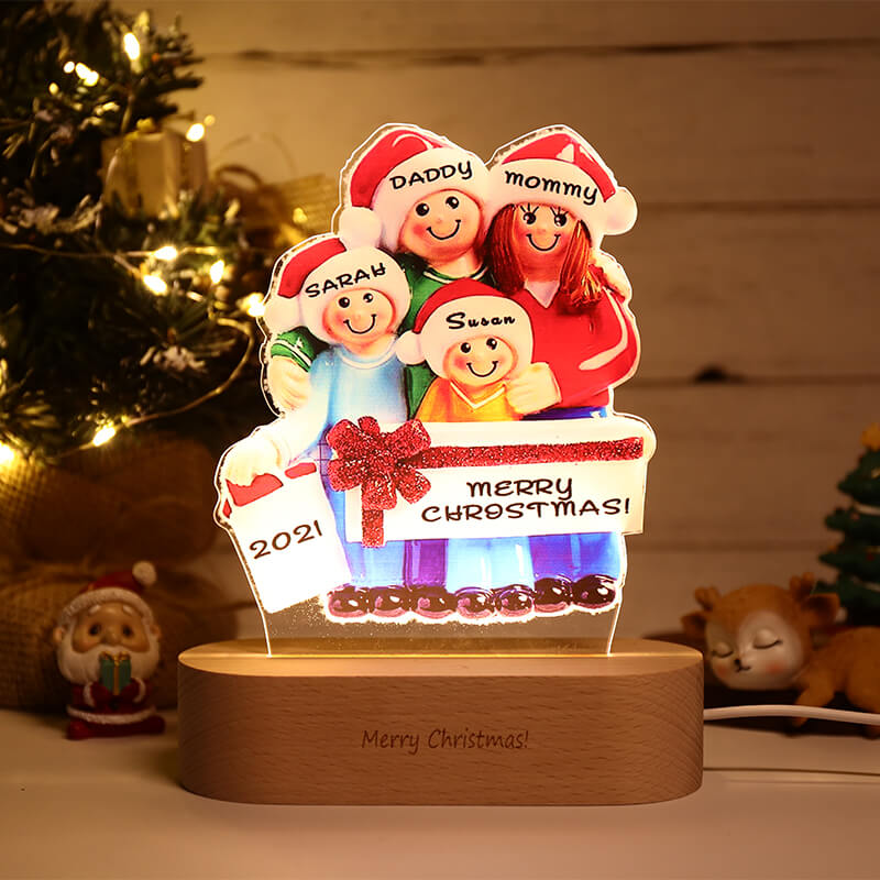 Lumières acryliques personnalisées pour la famille de Noël