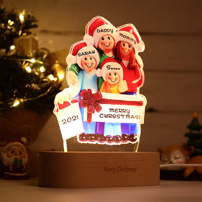 Lumières acryliques personnalisées pour la famille de Noël