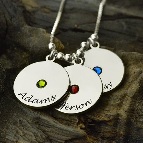 Pour Mamans - Collier Disques et Pierres de Naissance