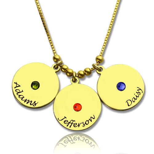 Pour Mamans - Collier Disques et Pierres de Naissance