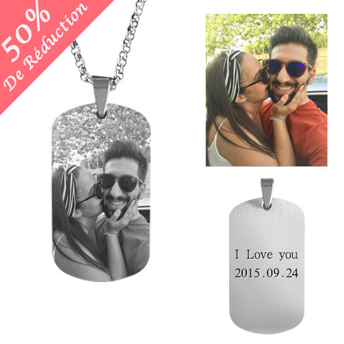 Personnaliser Collier Photo Titanium Acier