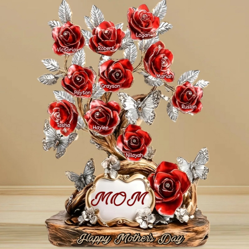 Plaque acrylique avec noms personnalisés et fleurs