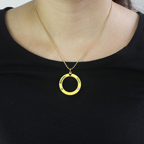 Cercle prénom Collier avec Pierre de naissance 