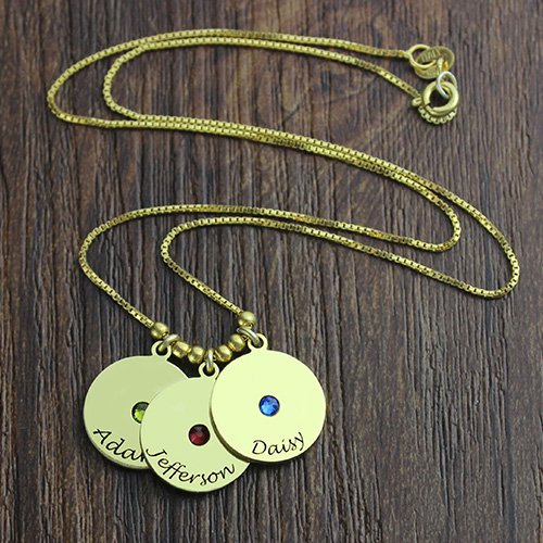 Pour Mamans - Collier Disques et Pierres de Naissance