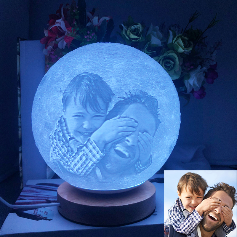 Personnalisez Photo 3D Lune Table Lampe Avec Télécommande