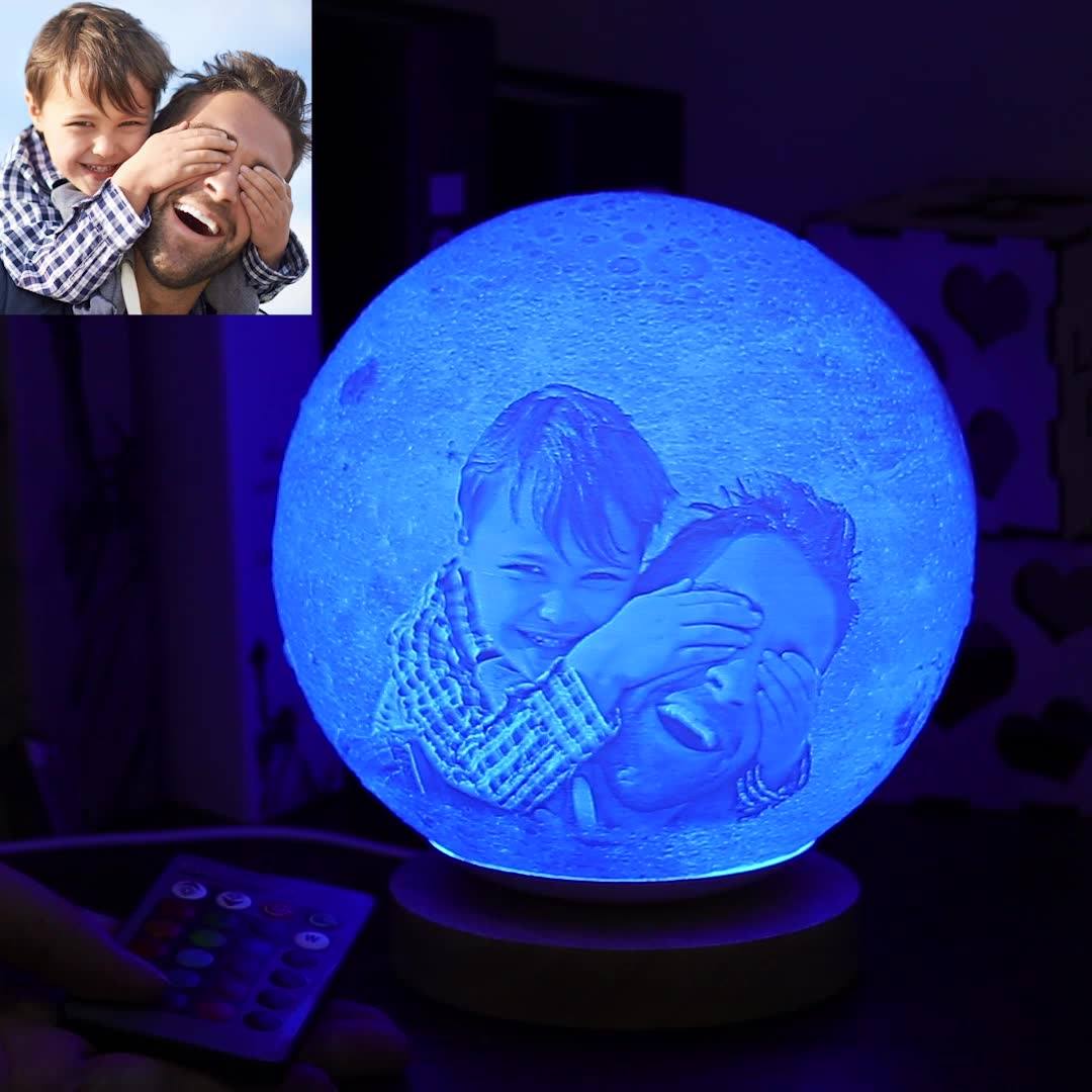 Personnalisez Photo 3D Lune Table Lampe Avec Télécommande