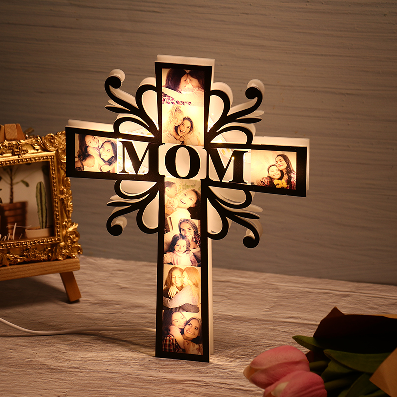 Décoration lumineuse led croix photo personnalisée