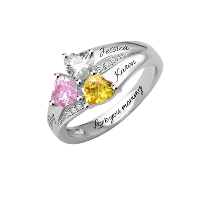 Bague de naissance coeur personnalisé