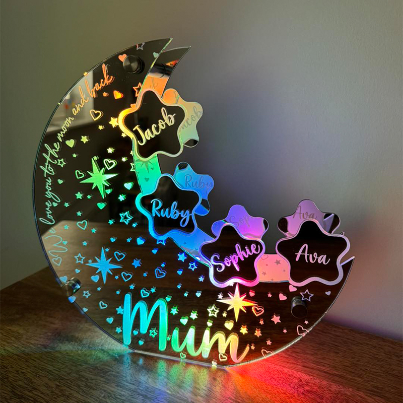 Lampe miroir personnalisée Moon Star Family
