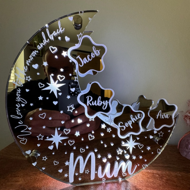 Lampe miroir personnalisée Moon Star Family
