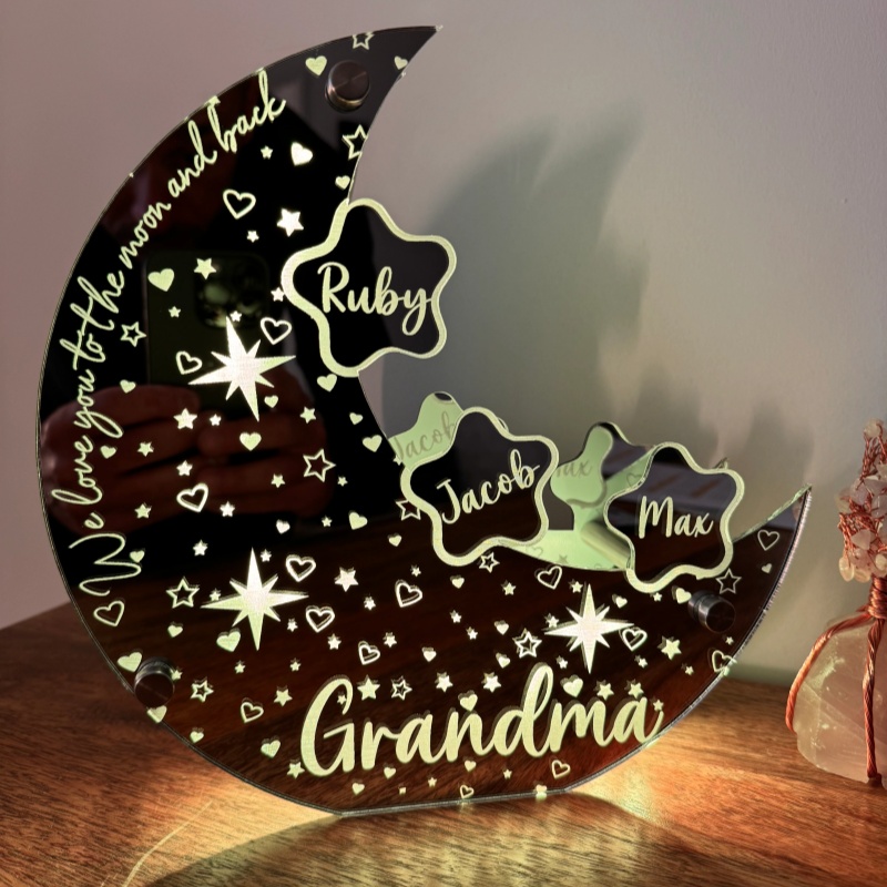 Lampe miroir personnalisée Moon Star Family