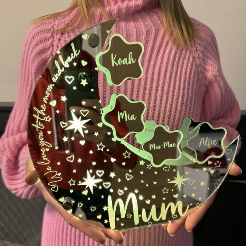Lampe miroir personnalisée Moon Star Family