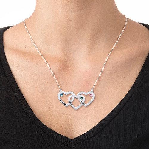 Collier Cœurs entremêlés avec Pierres de Naissance