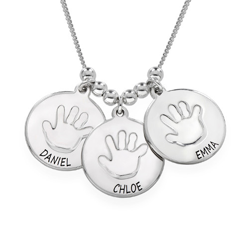 Collier disque pour mamans avec empreinte de bébé