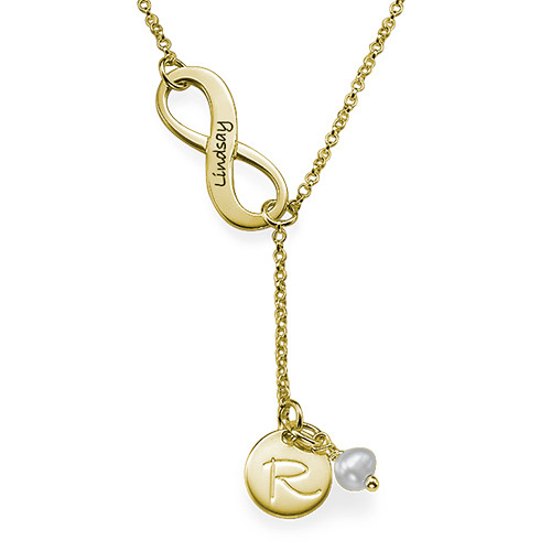 Collier Y Infini avec pendentif initiale