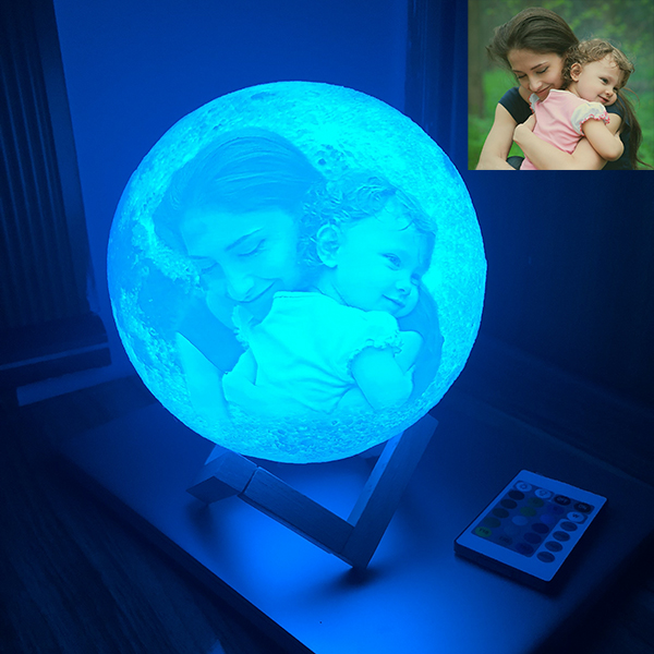 Personnalisez 16 Couleurs Photo 3D Lune Lampe