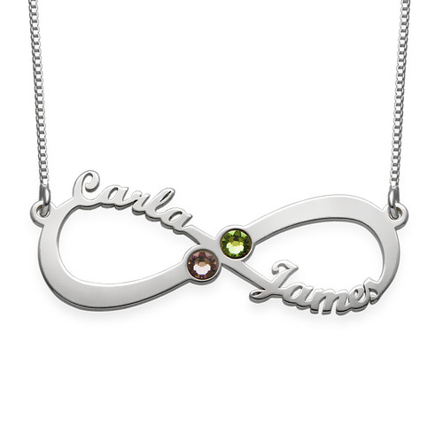 Collier Prénom Infini avec pierres de naissance