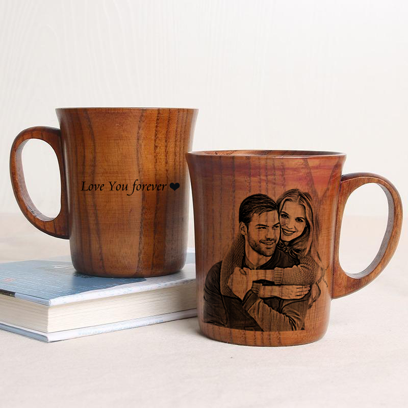 Tasse en bois photo personnalisée