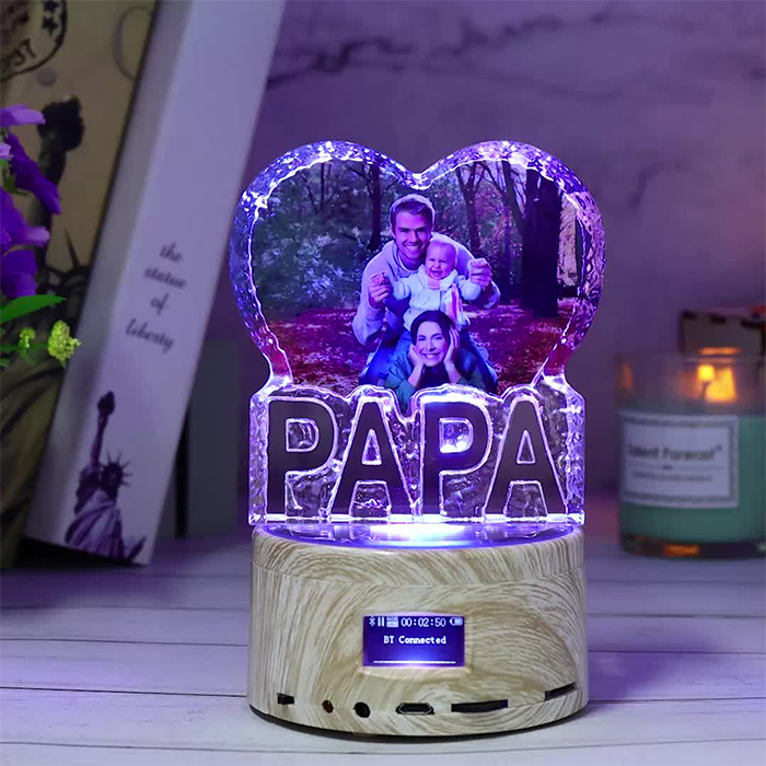 PAPA - Bluetooth Photo 3D Cristal Musique Lumière