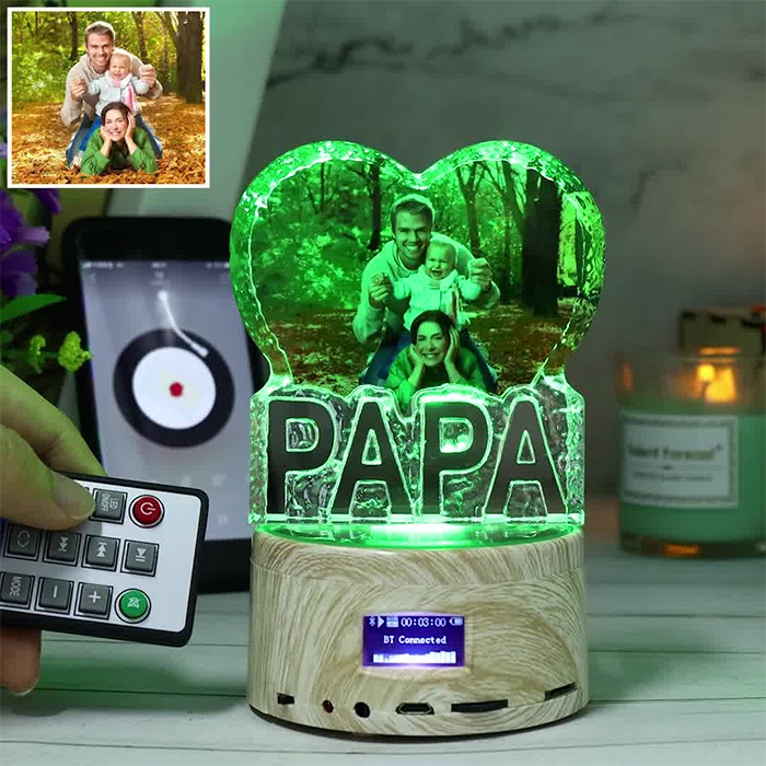 PAPA - Bluetooth Photo 3D Cristal Musique Lumière