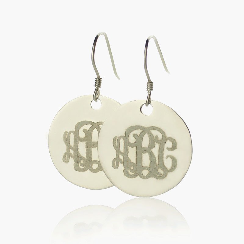 Disque Sceau Monogrammemed Boucle d'oreilles