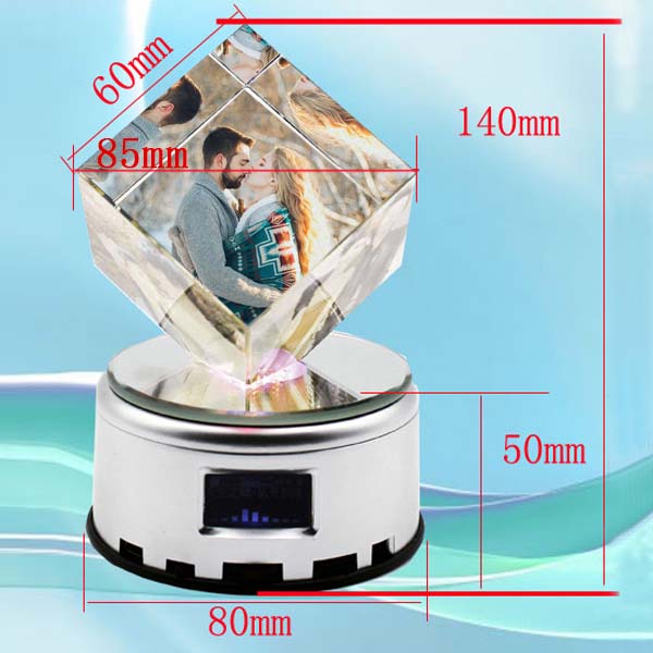Lumière de cube en cristal photo personnalisée