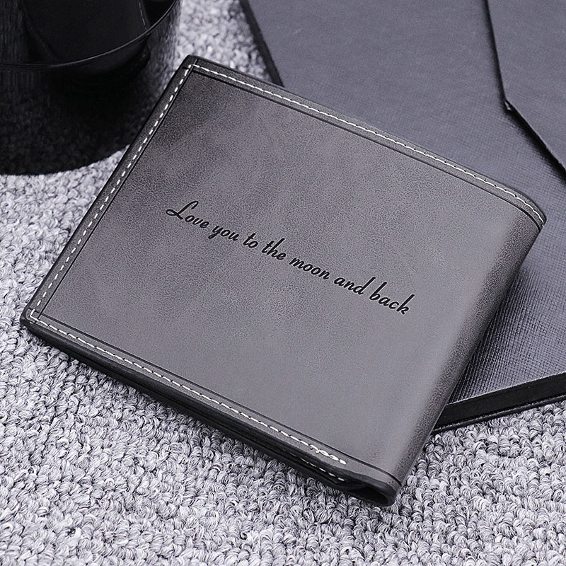 Portefeuille photo personnalisé en cuir véritable pour homme - Noir