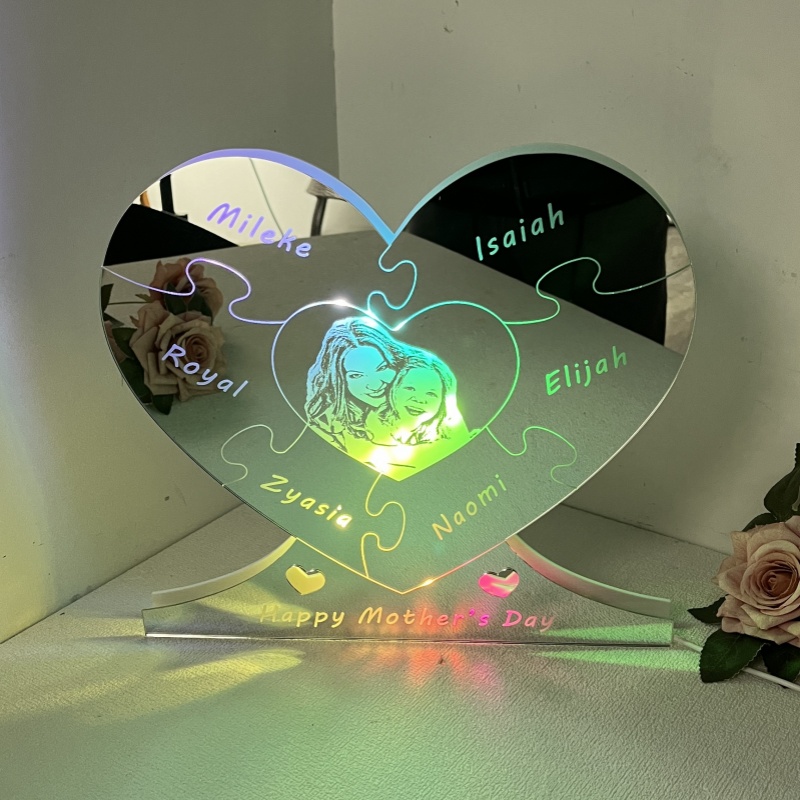 Lumière de miroir de coeur photo personnalisée